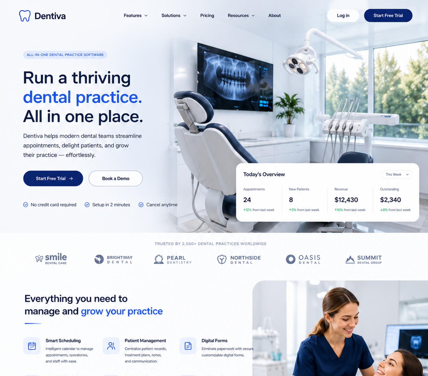Dentiva dental website homepage case preview