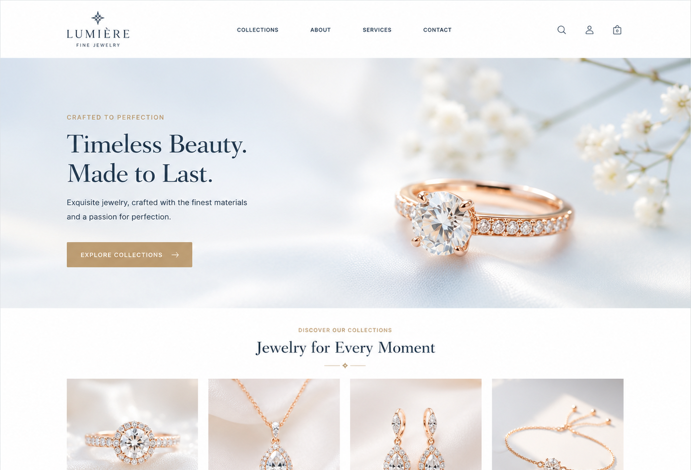 Lumiere fine jewelry website homepage case preview