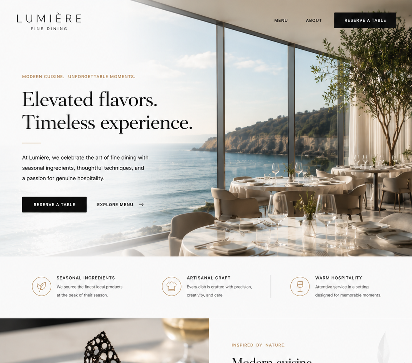 Fine dining website makeover preview
